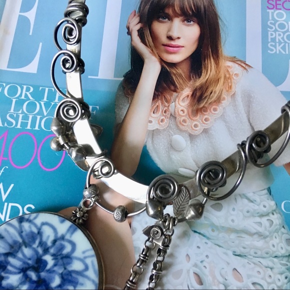 Sterling silver porcelain hanging necklace choker - Picture 8 of 12